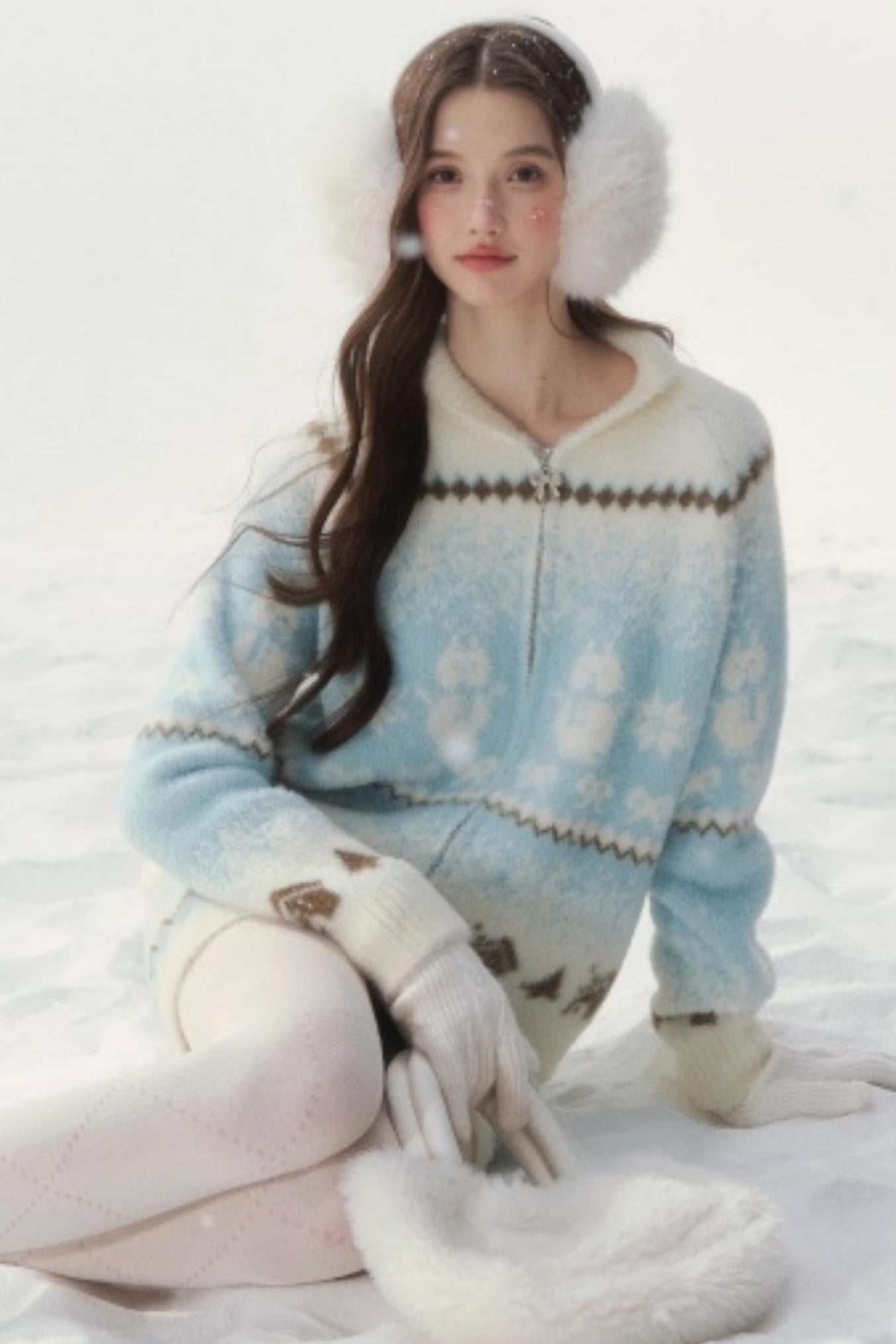 Fair Isle Mink Sweater Skirt Set-Up