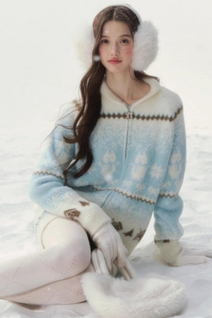 Fair Isle Mink Sweater Skirt Set-Up