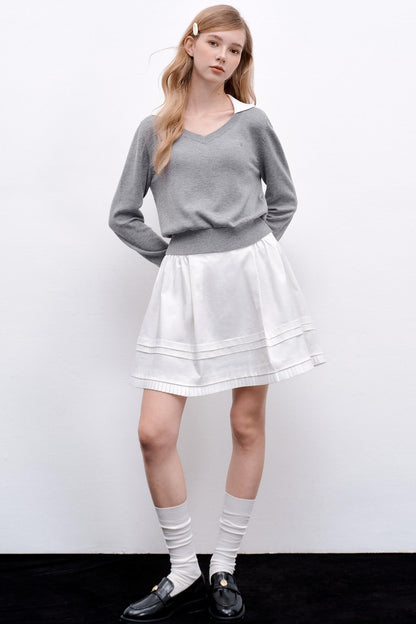 V-Neck Two-Piece Pullover Sweater