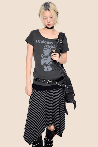 Letter Pattern Retro Top