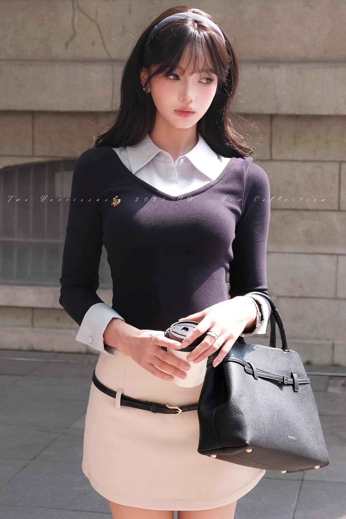 Fake Two Piece Knitted Top Skirt Set-Up