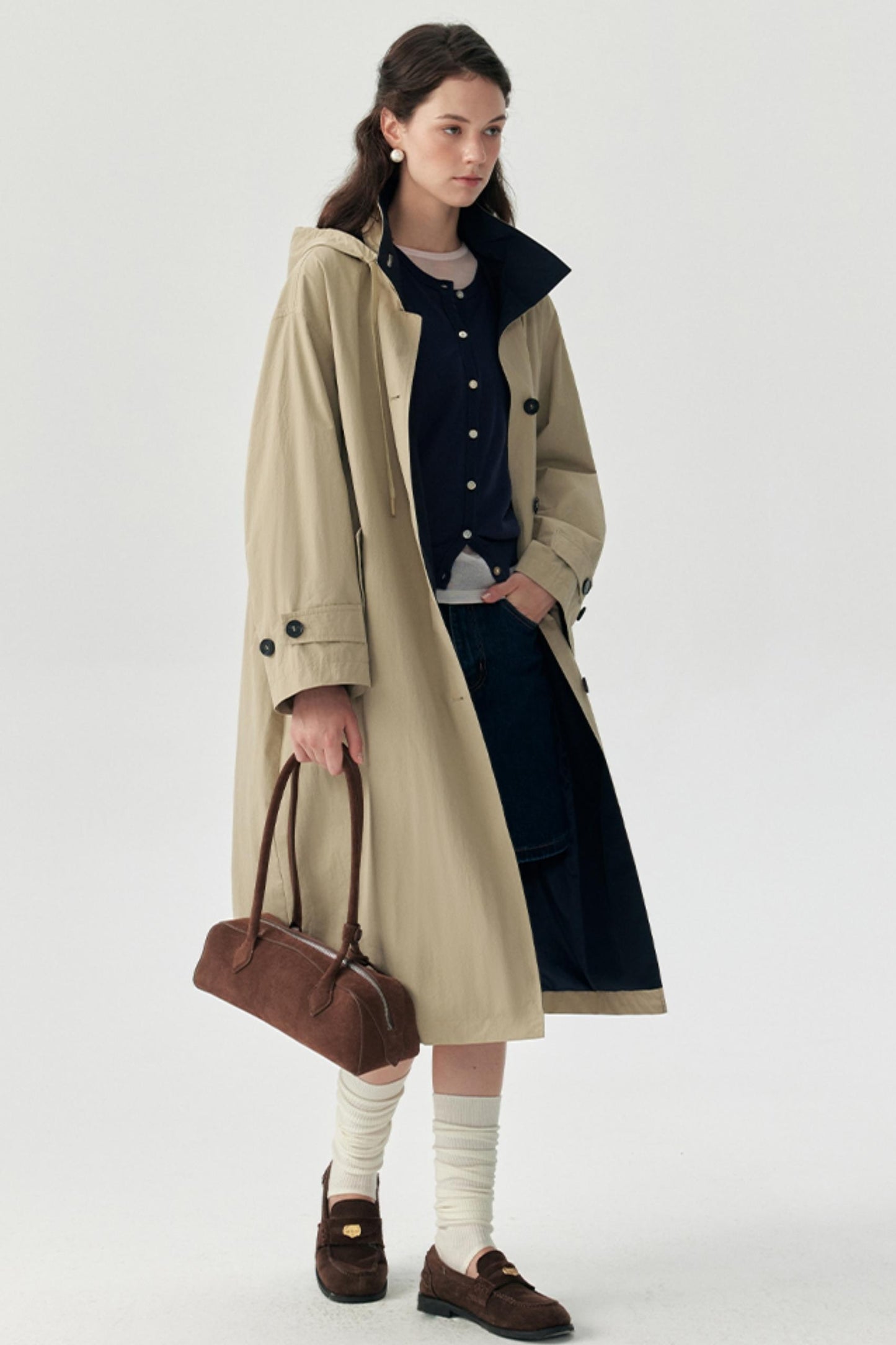 Relaxed Silhouette Cinched Waist Parka Coat