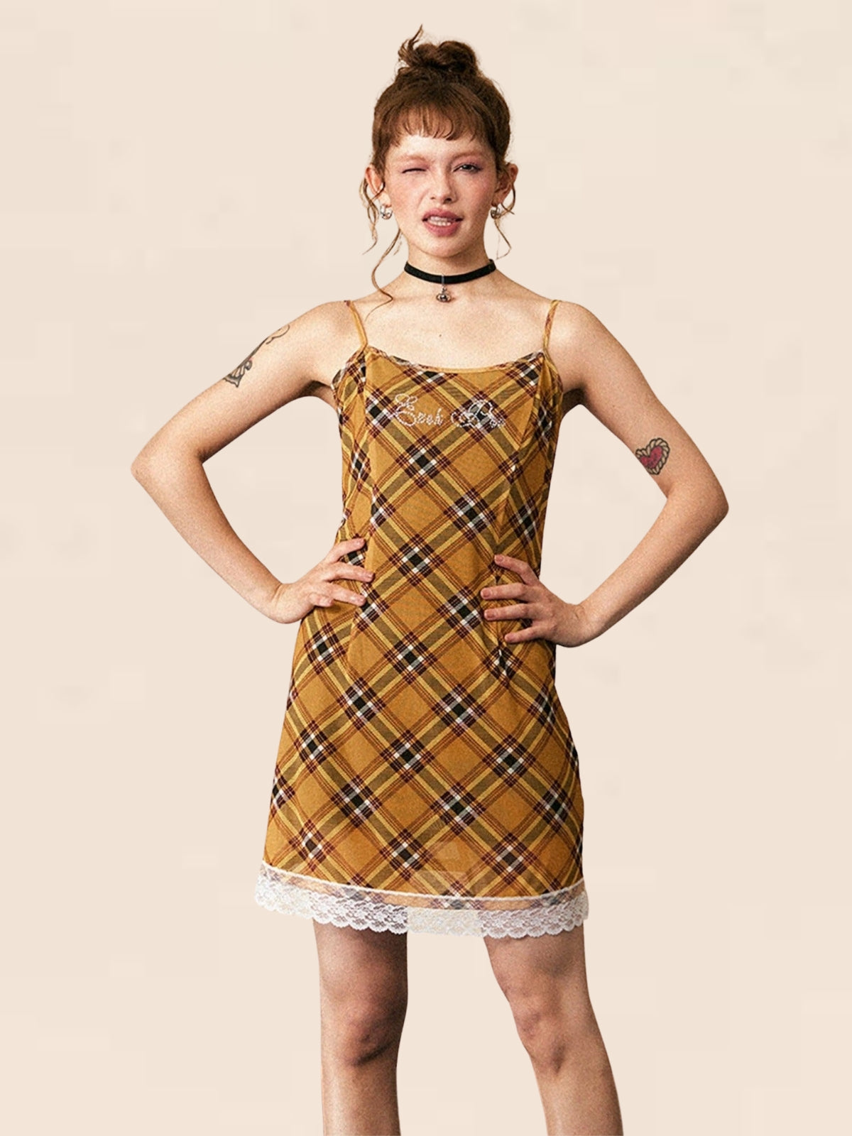 Vintage Check Slip Dress