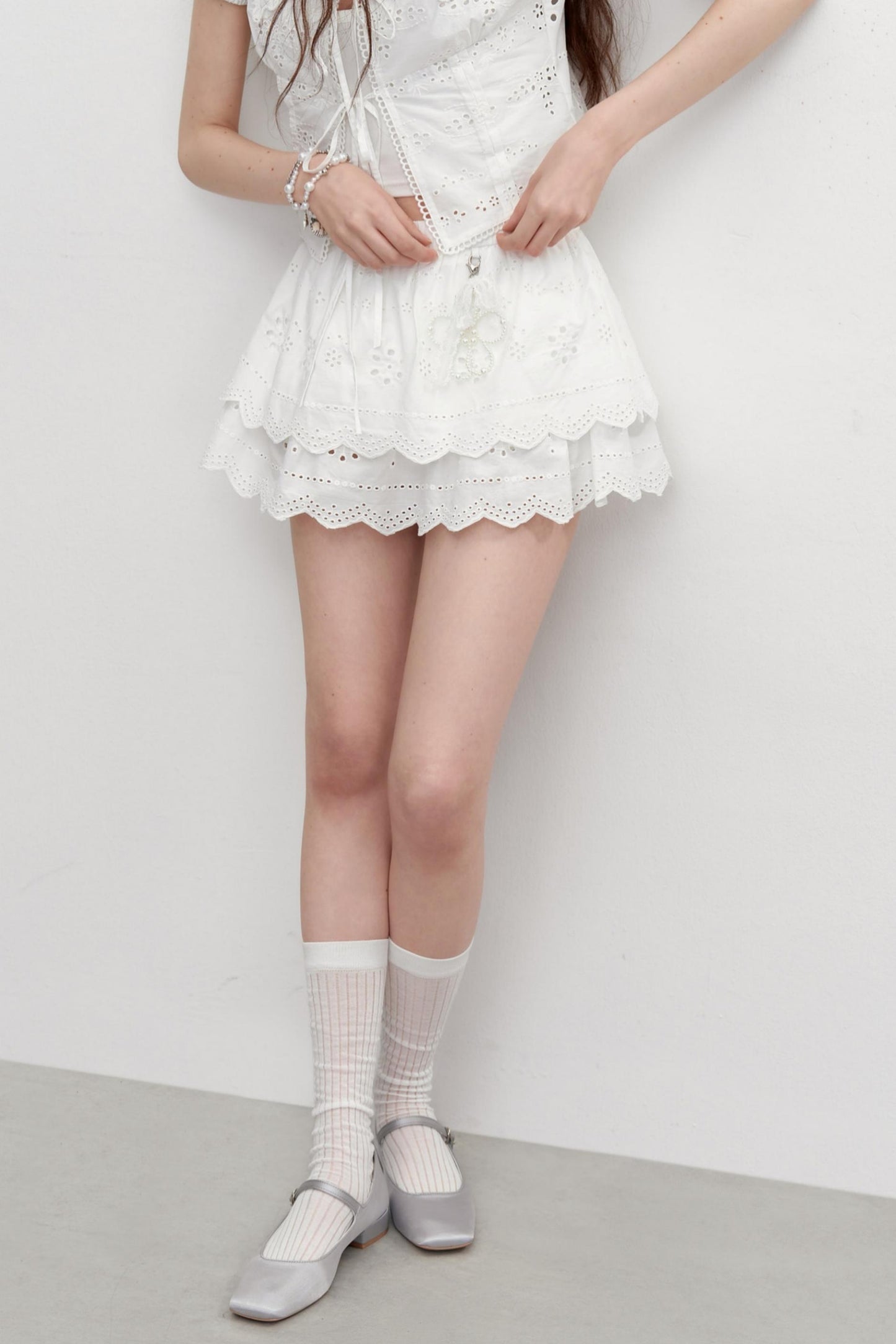 Vintage Lace Flower Asymmetrical Skirt Set-Up