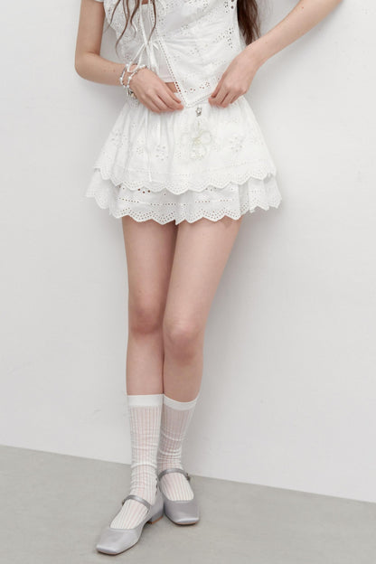 Vintage Lace Flower Asymmetrical Skirt Set-Up