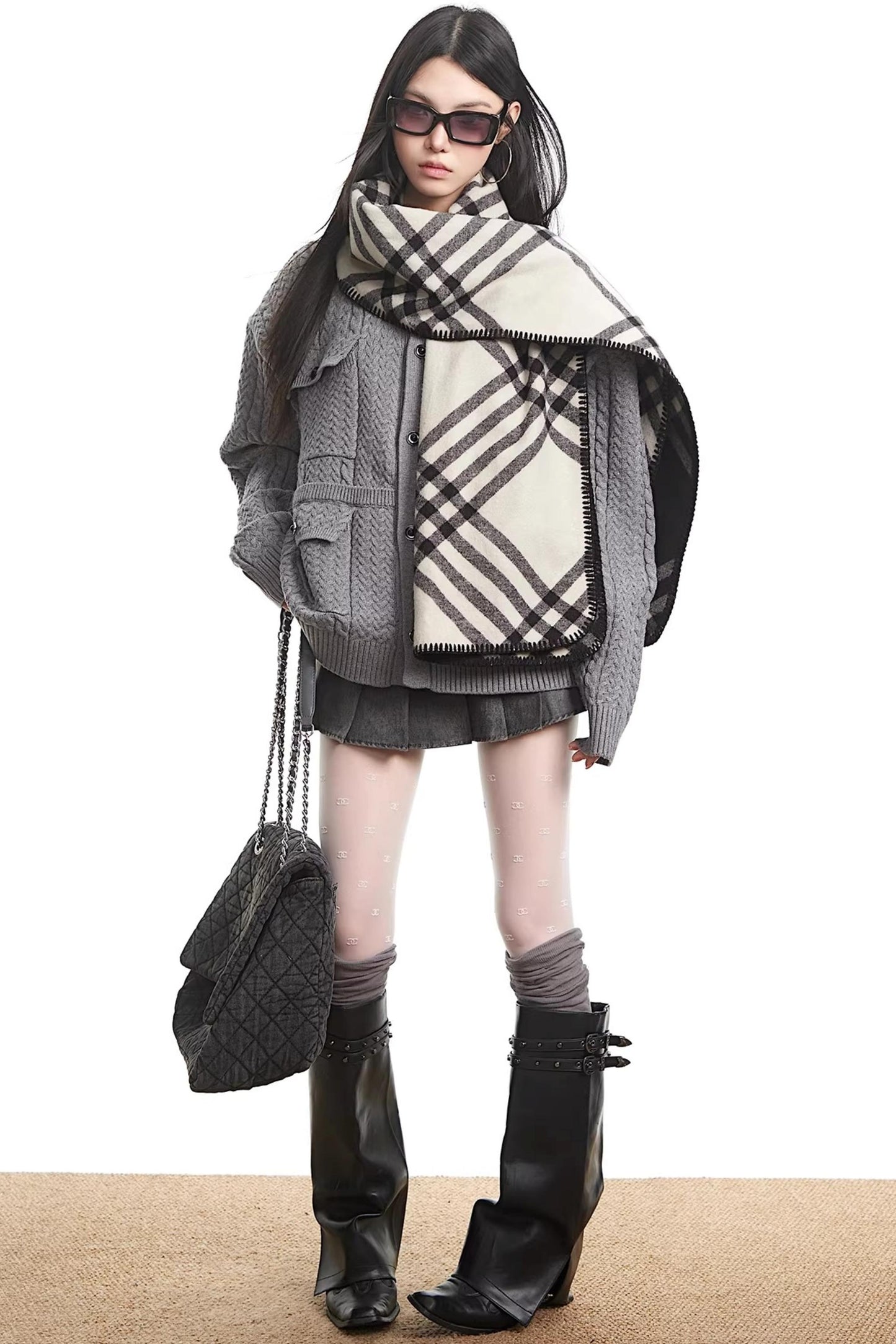 Retro Black Knit Cardigan