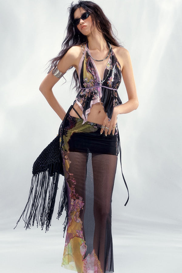 Tropical Breeze Halter Swimsuit Set