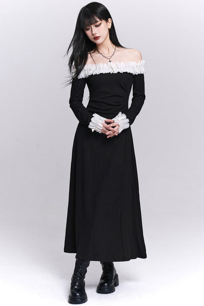 Black Off-Shoulder Long Dress