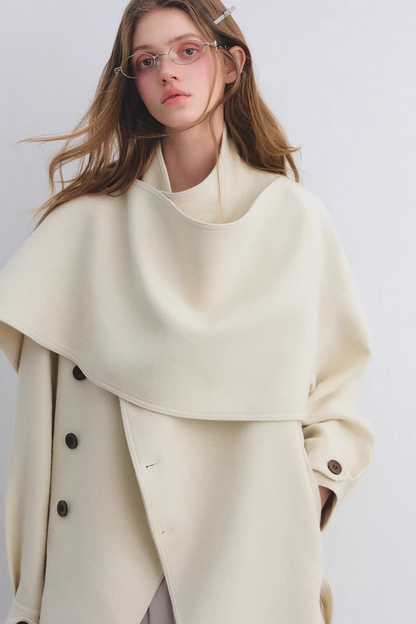 Wool Blend Shawl Collar Coat