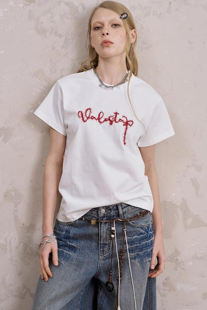 Embroidered Silk Tee