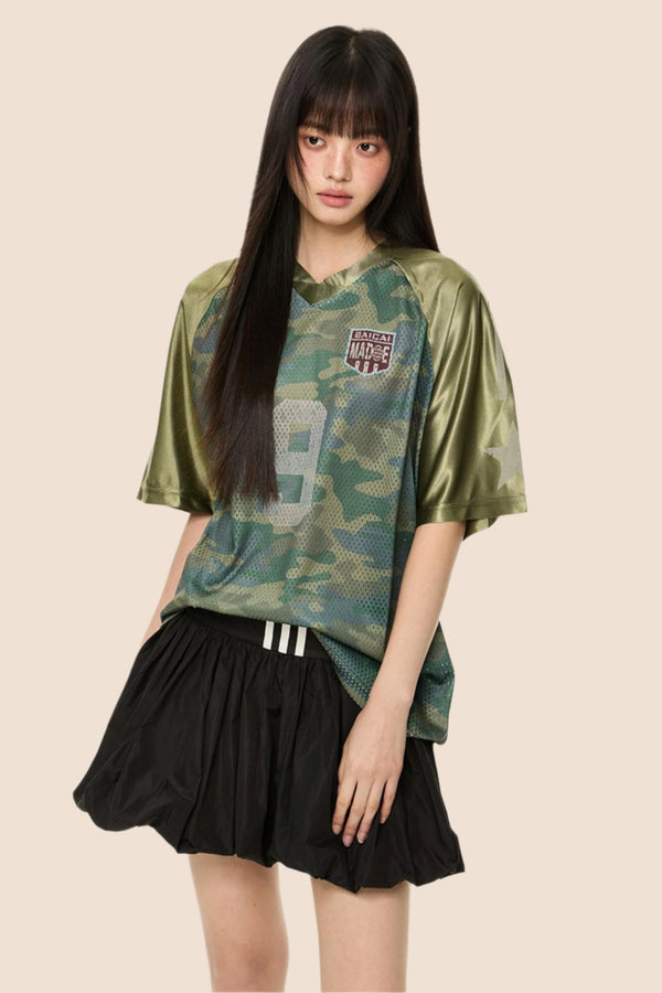 Retro Camo V-Neck Tee
