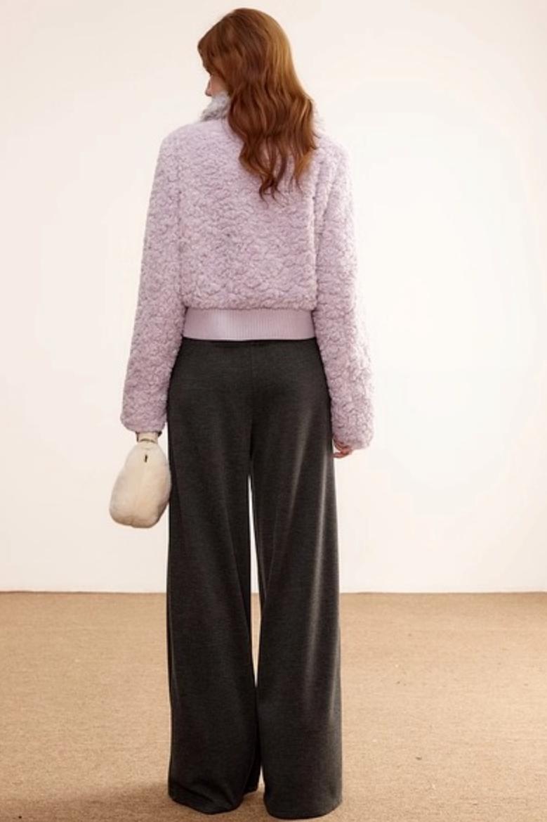 Purple Lamb Wool Fur Coat