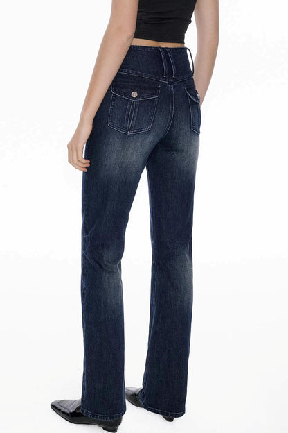 Deep Sea Blue Vintage Denim Pants