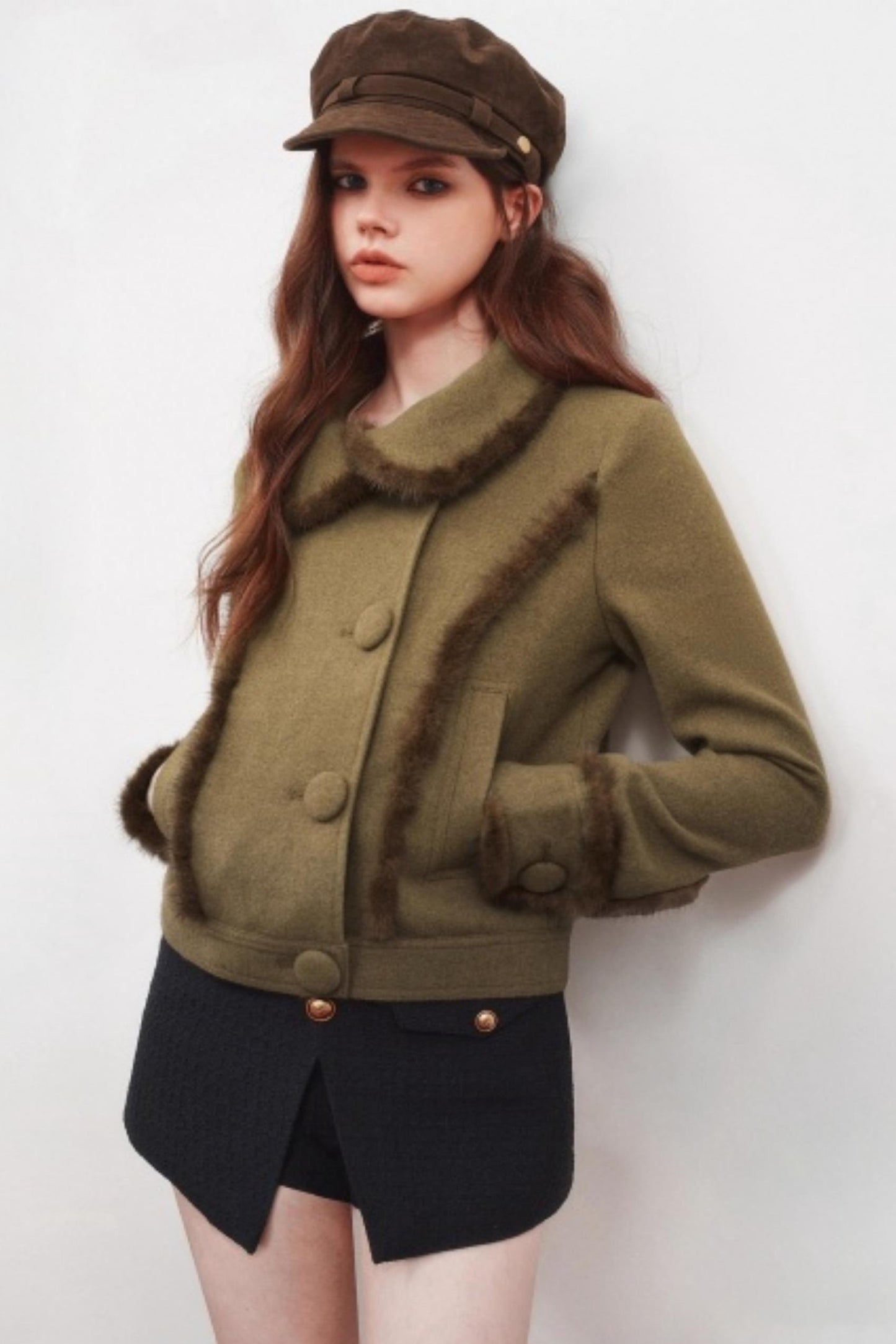 Warm Mink Fur Woolen Short Coat