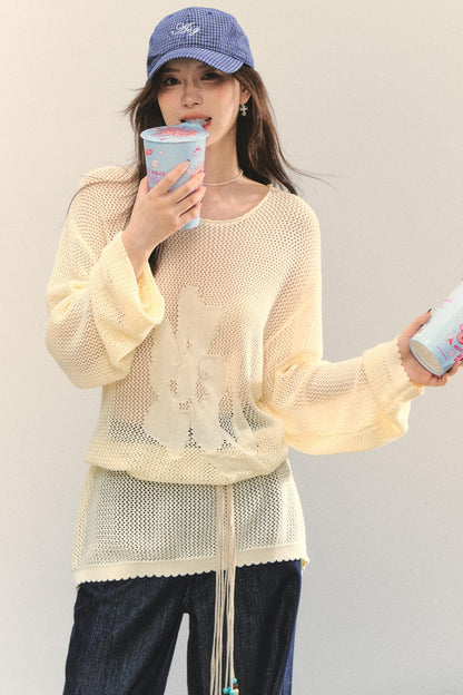 Floral Cutout Long Sleeve Top
