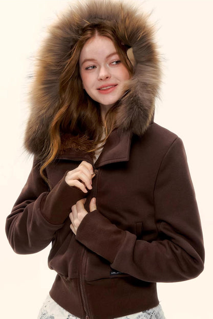 Retro Fleece-Lined Hooded Jacket Set-Up