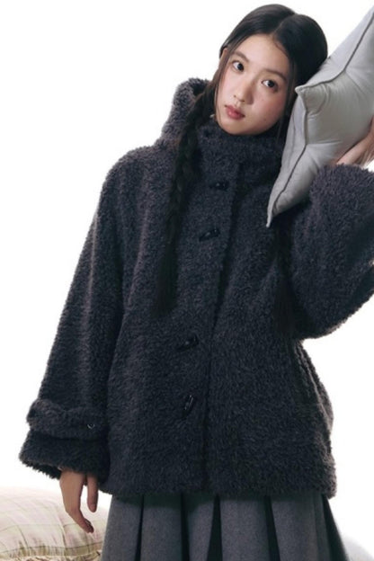 Cozy Hooded Lamb Wool Jacket