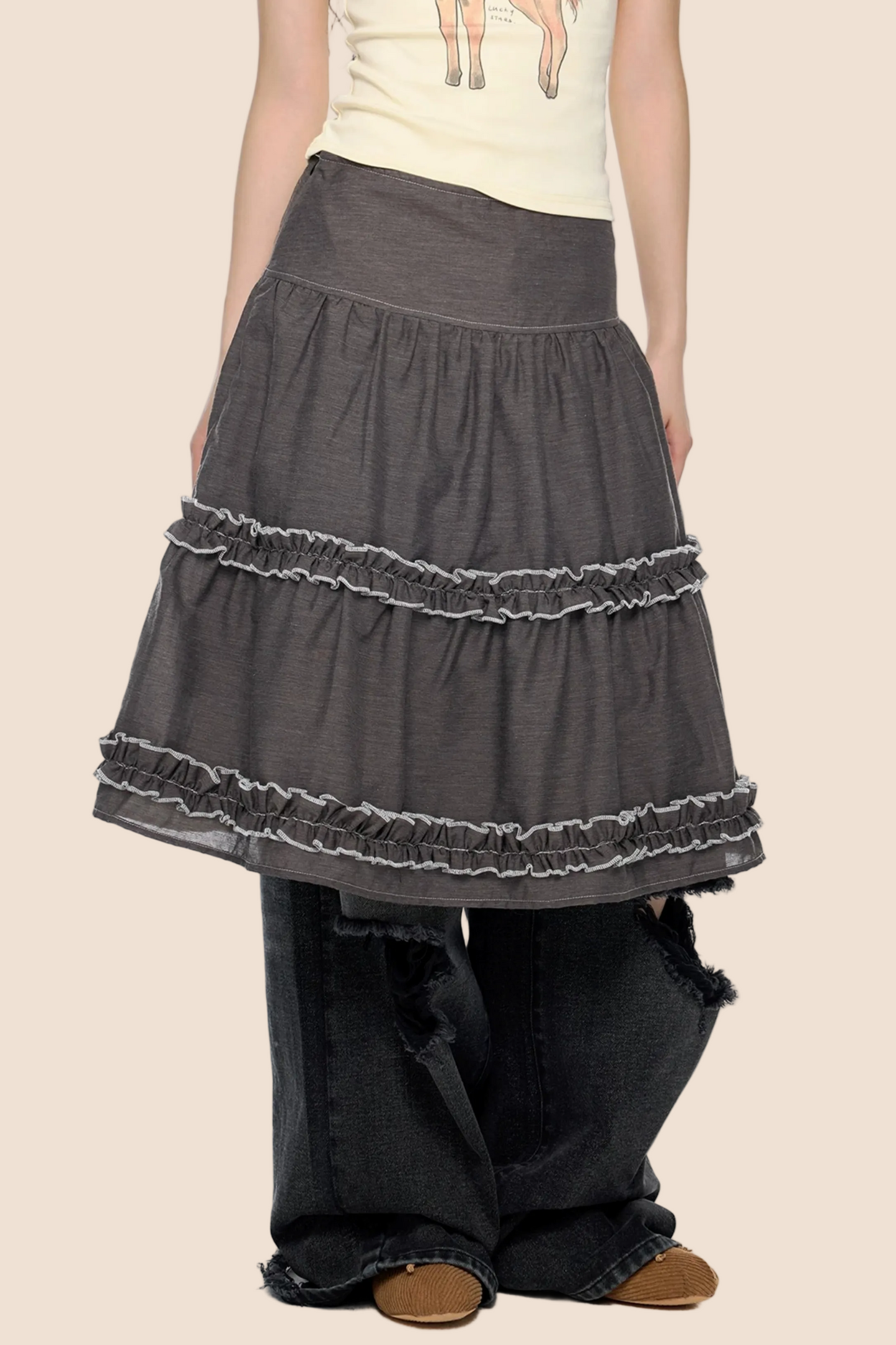 Retro Lace Pleated Skirt