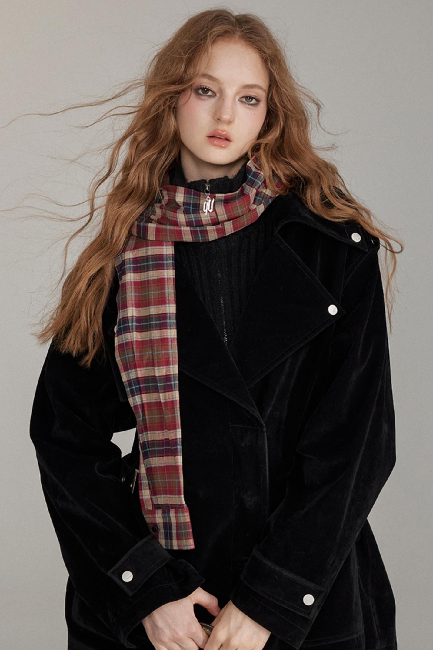 Detachable Check Wool Scarf