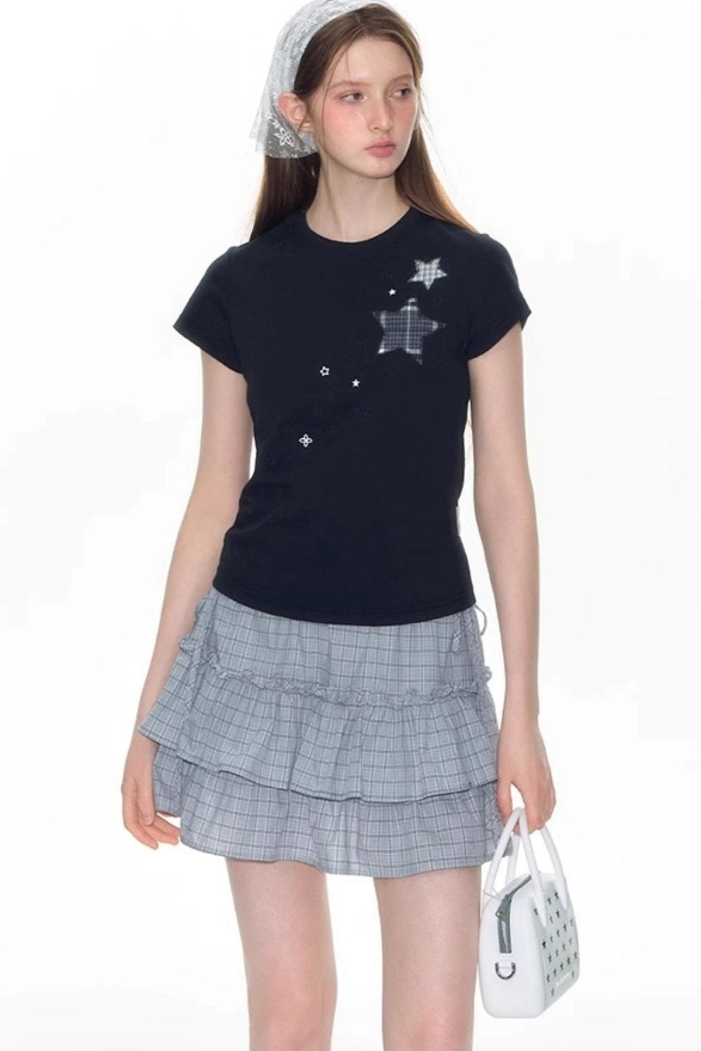 Star Patch Embroidered Short Sleeve Top