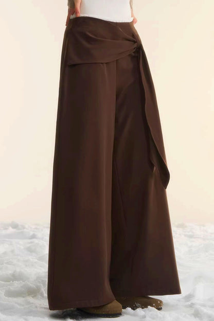 Retro Wide-Leg Tie-Up Pants