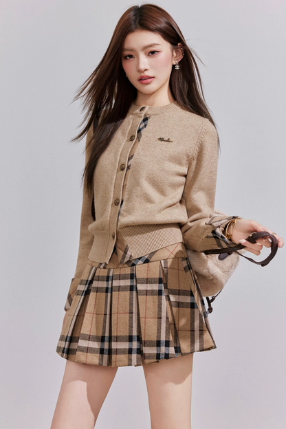 다이아몬드 패턴 패치워크 니트 세트업