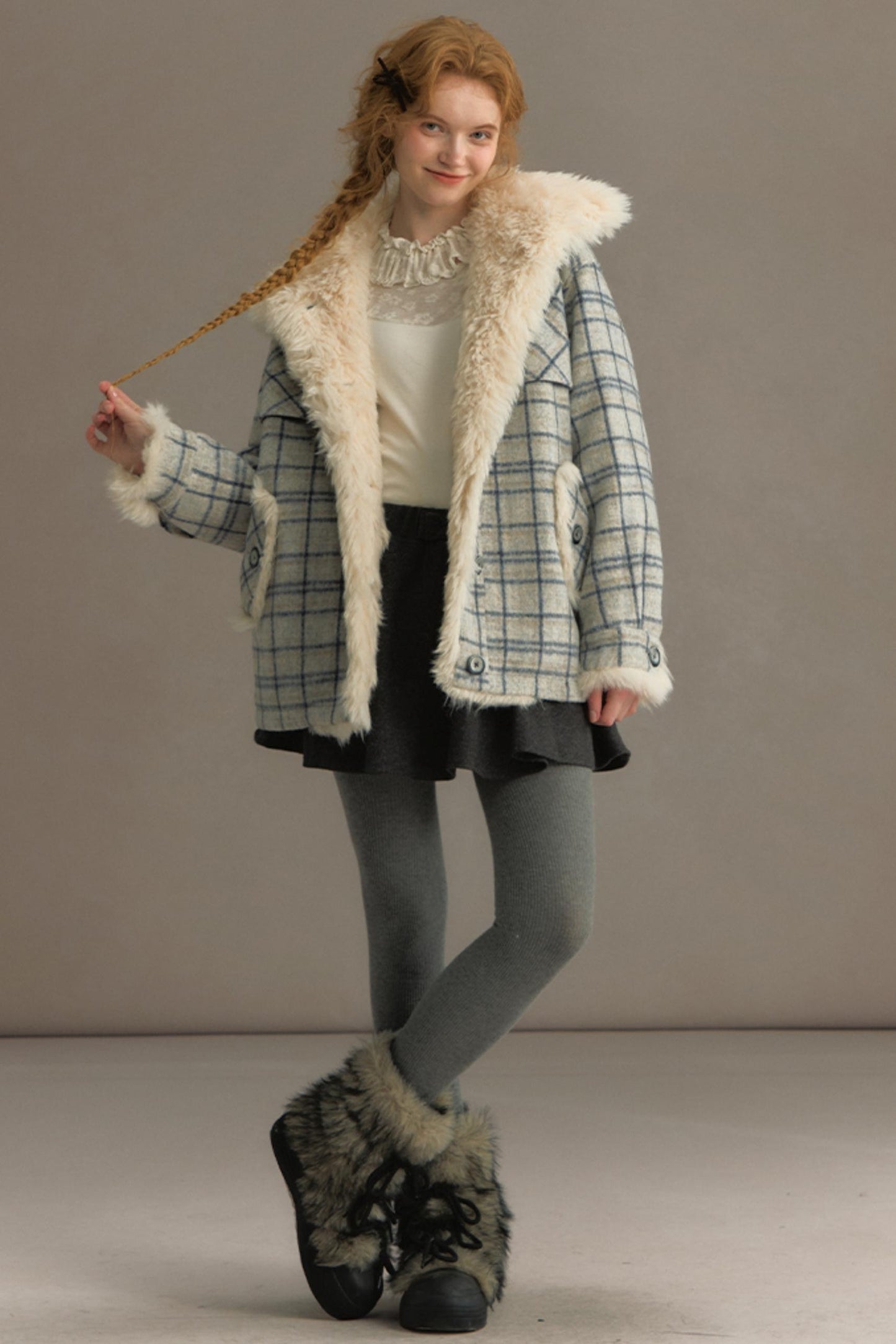 Fuji Plaid Woolen Jacket