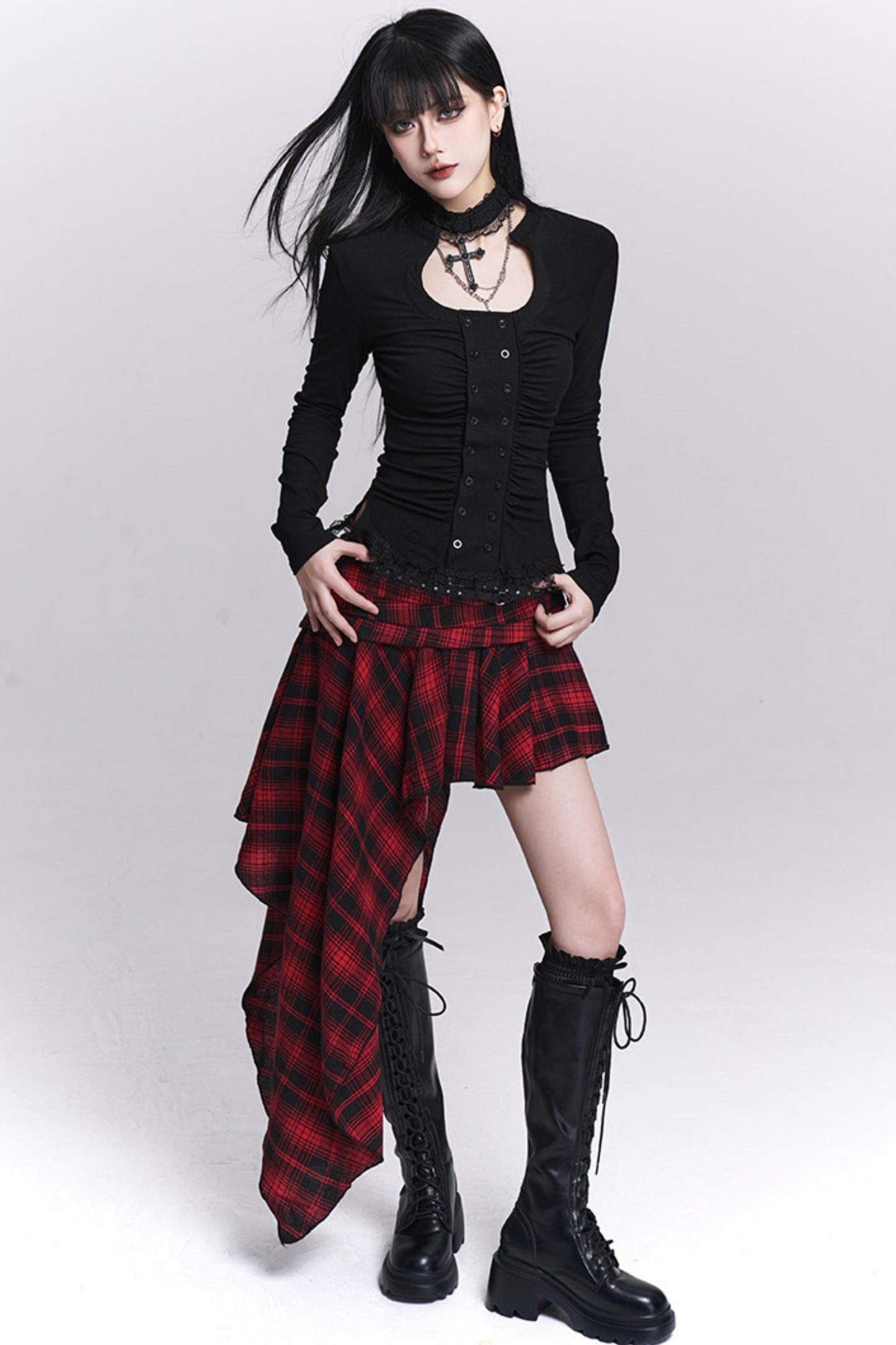 Rote Karierte Unregelmäßige Rock