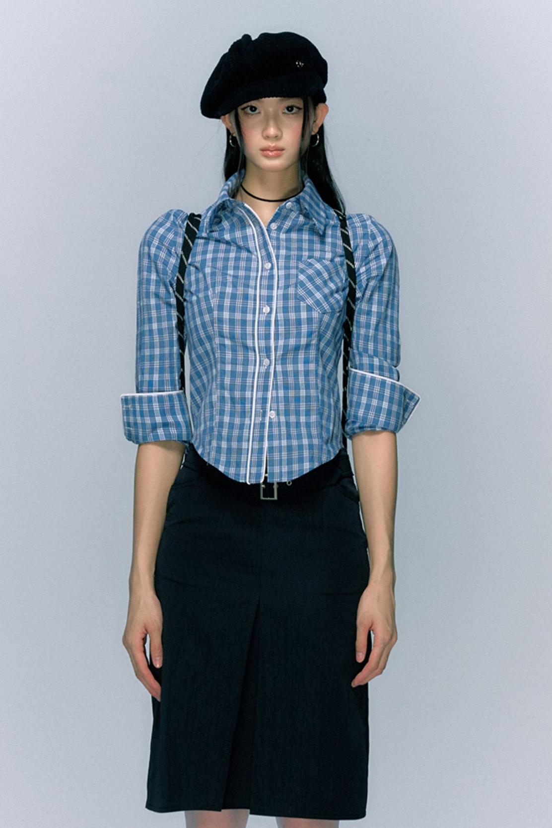 Autumn Checked Cinched Waist Shirt