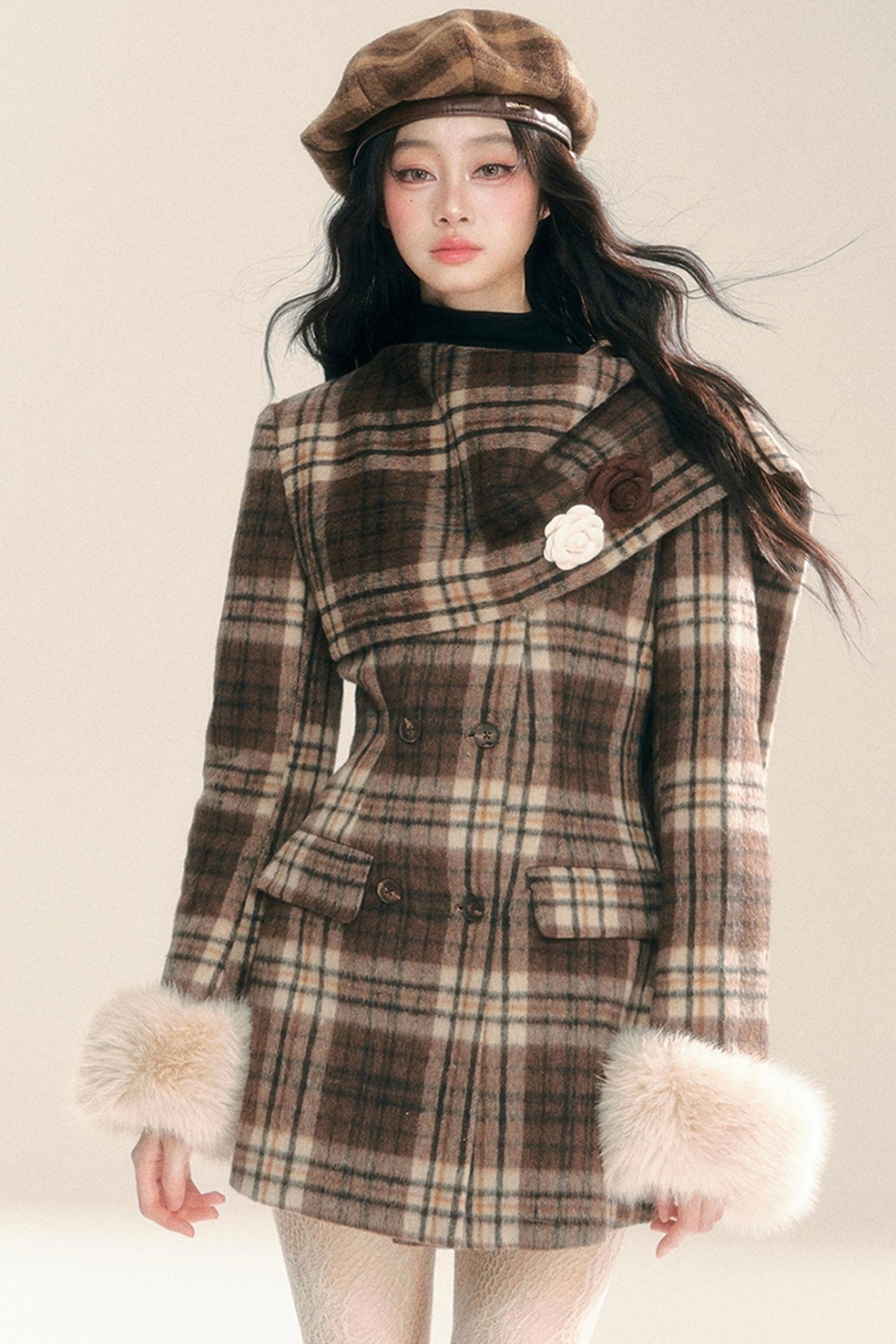 Korean Checked Woolen Jacket