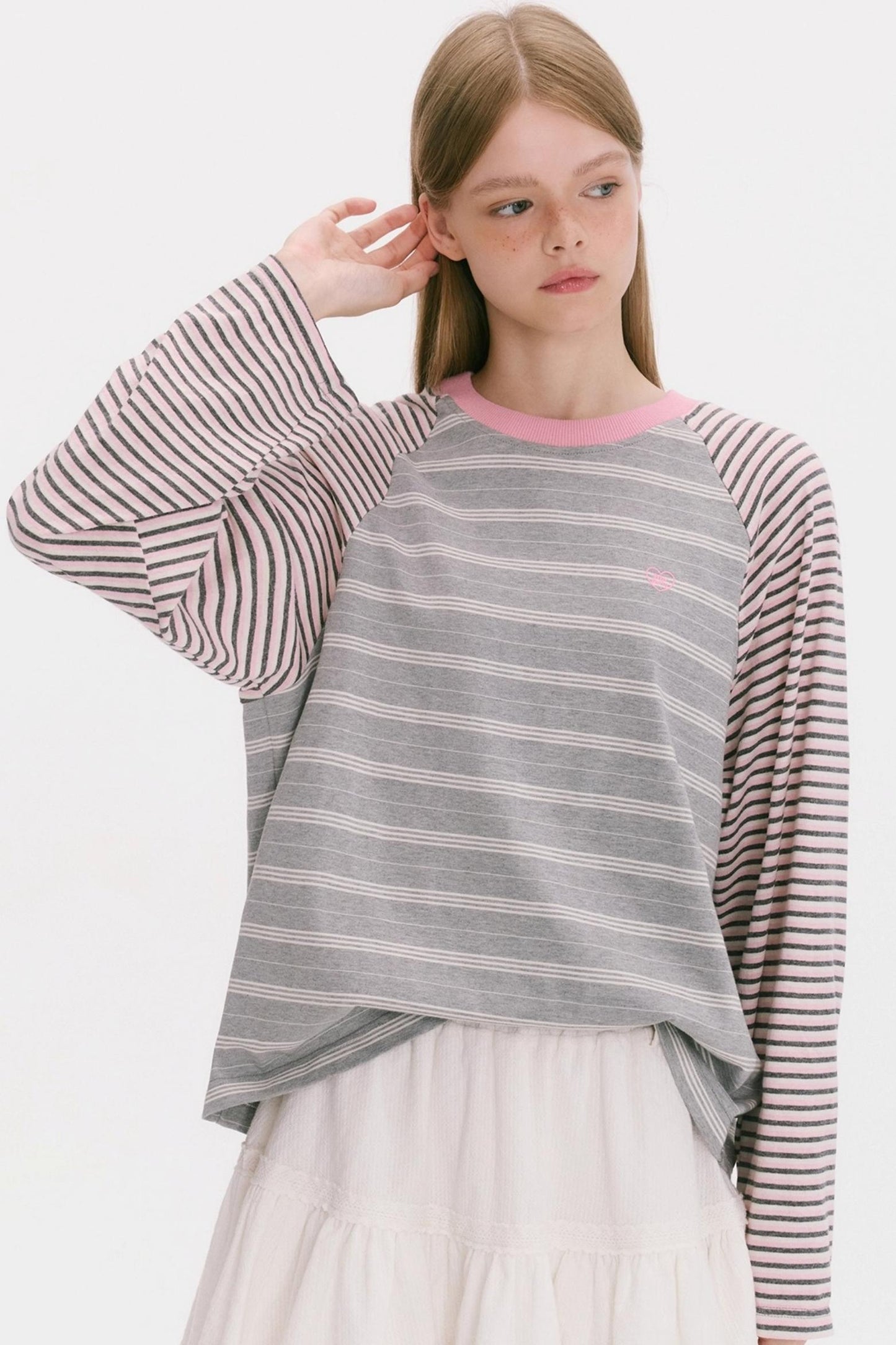 Striped Raglan Sleeve Slim Top