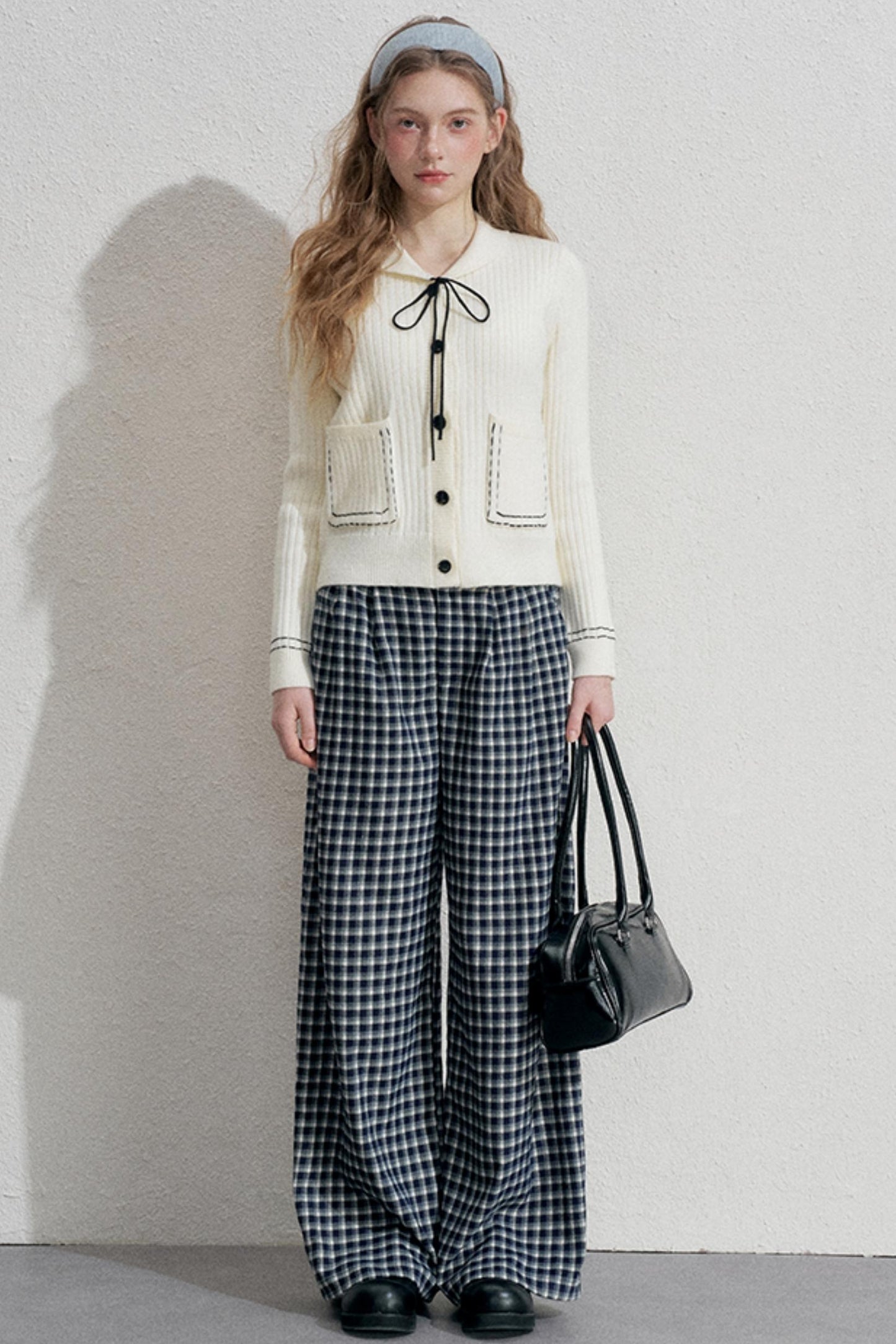 Blue Plaid Woolen Trousers