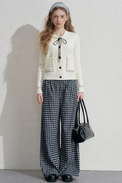 Blue Plaid Woolen Trousers
