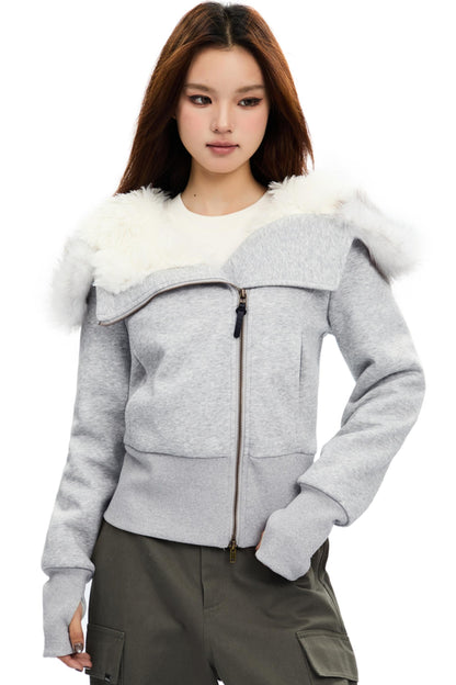 Cropped Slim Fit FURLAR COLLAR COTTON JACKET