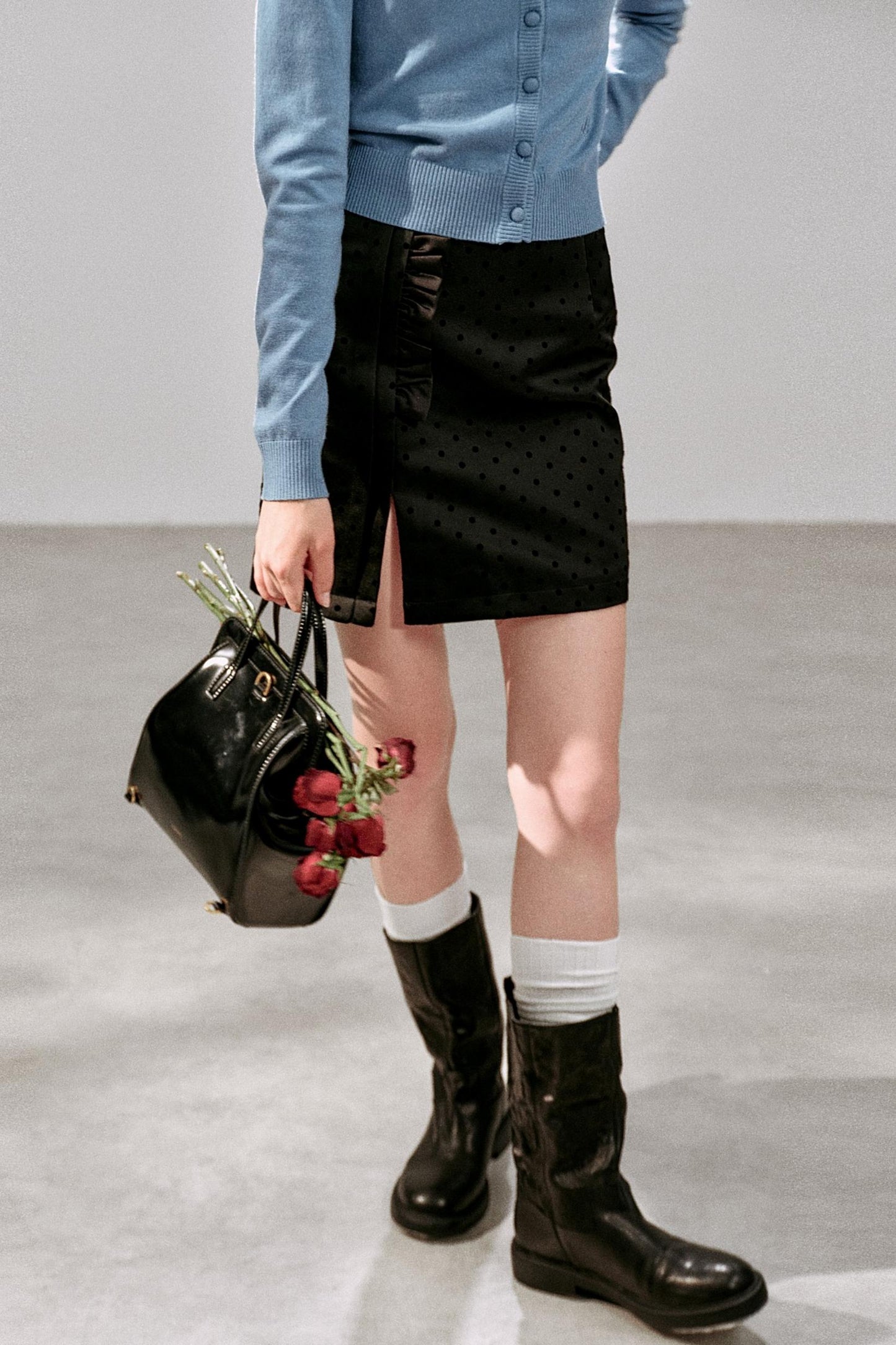 Gentle Polka Dot Ruffled Skirt