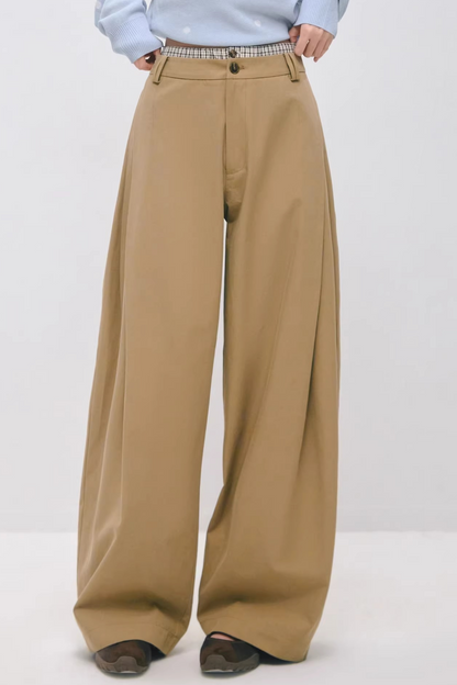 더블 웨이스트 밴드 플리츠 바지