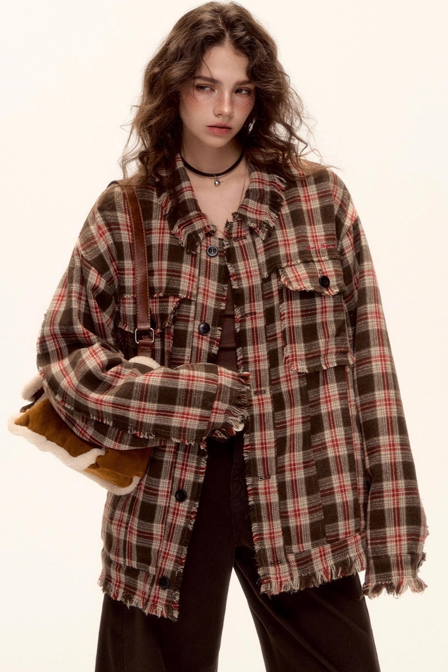 Wool Plaid Frayed Shirt