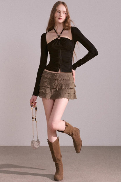 Slim Pleated Halterneck Top