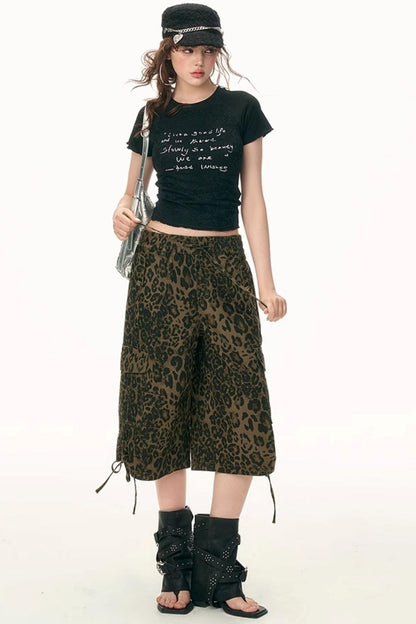 Casual Leopard Drawstring Trousers
