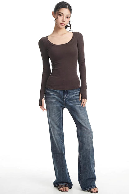 Retro Flared Denim Pants