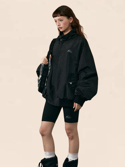 Long-sleeved black short jacket both sides