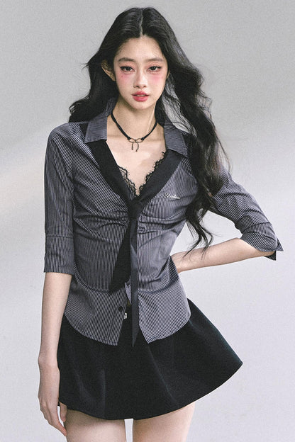 Autumn Slimming Polo Neck Shirt