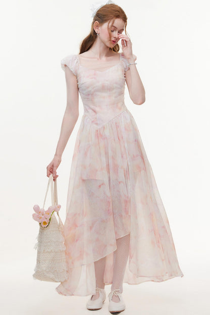 Pink Chiffon A-Line Dress