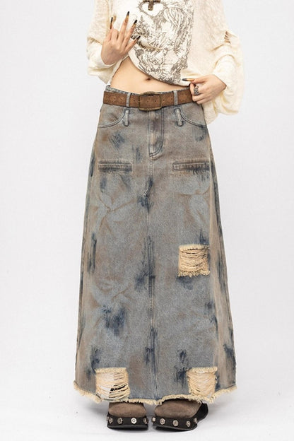 Autumn Spice Girl Denim Skirt