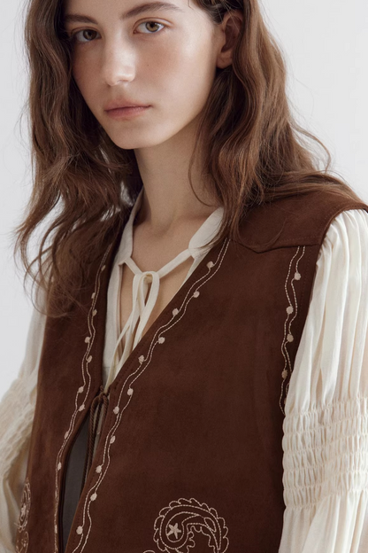Color-Block Suede Vest