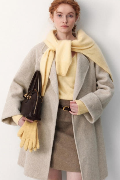 Glutinous White Wool Coat