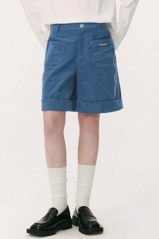 Preppy Casual Corduroy Shorts