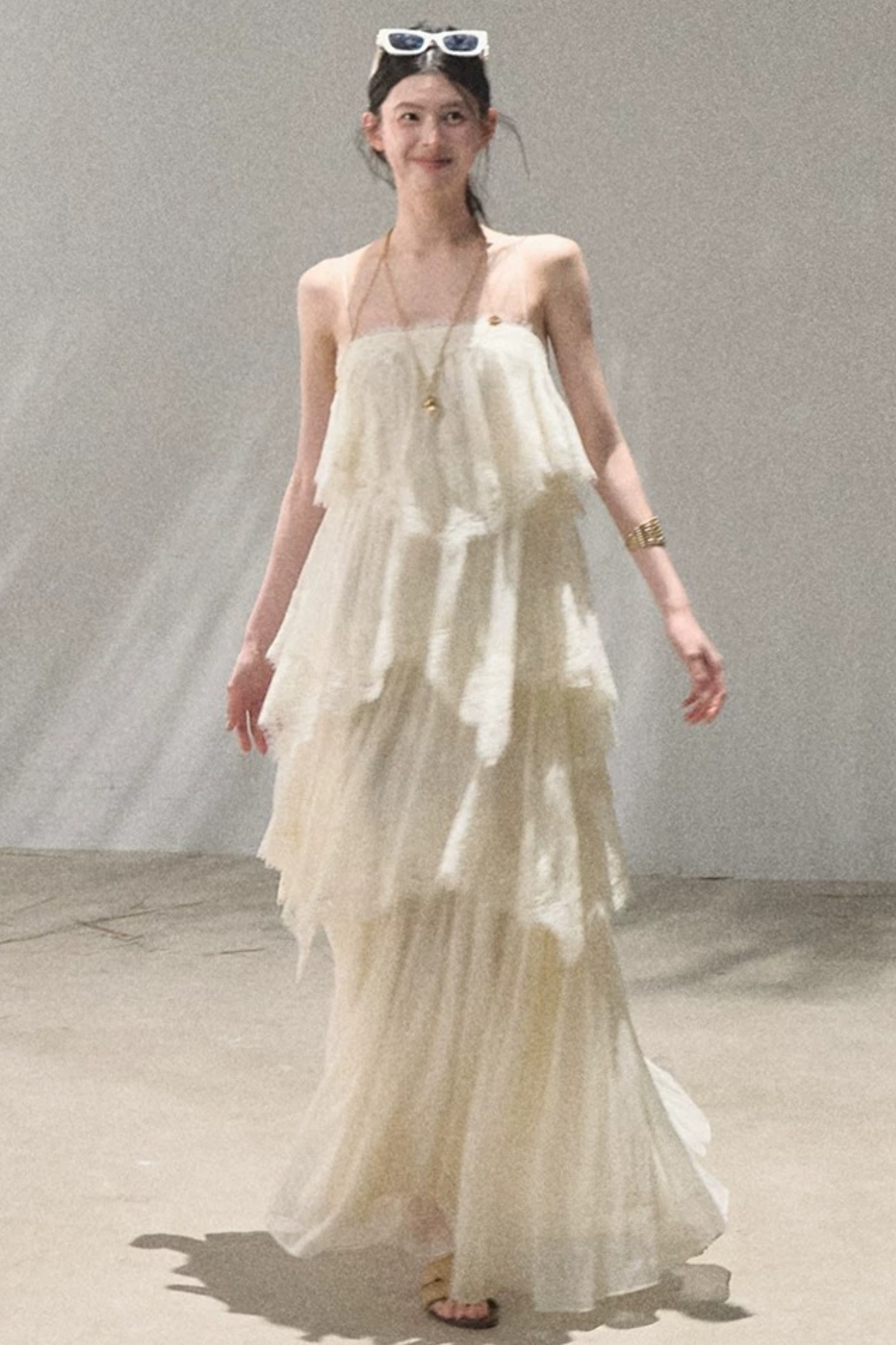Heartbeat Lace Tiered Dress and Camisole Set