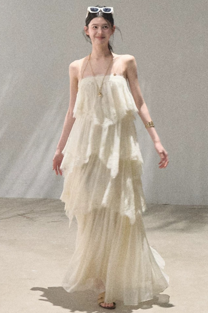 Heartbeat Lace Tiered Dress and Camisole Set
