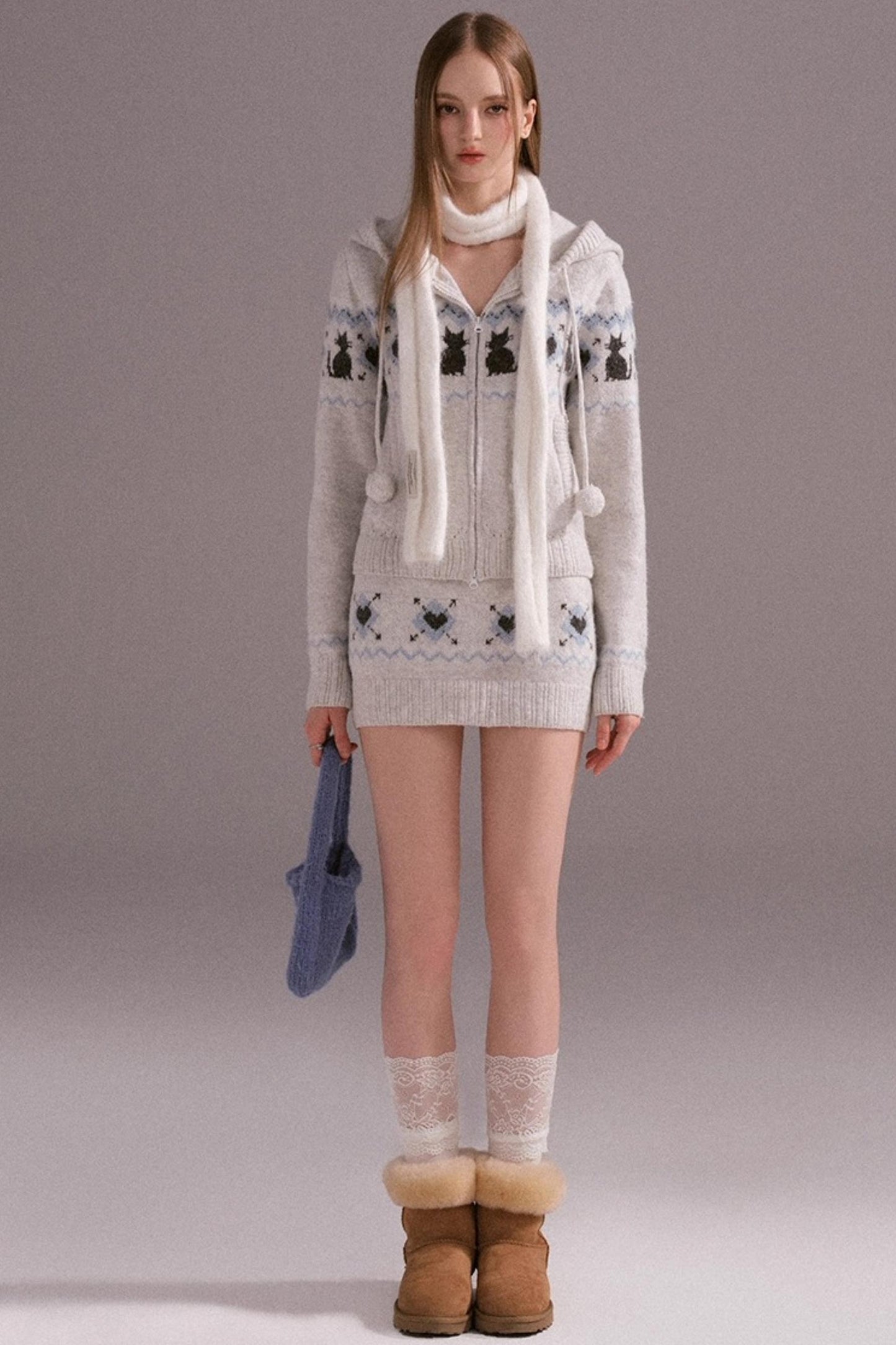 Fair Isle Woolen Skirt Set-Up